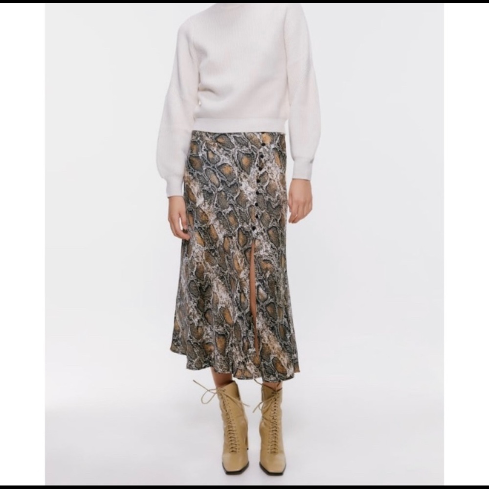 Snake Print Midi Skirt